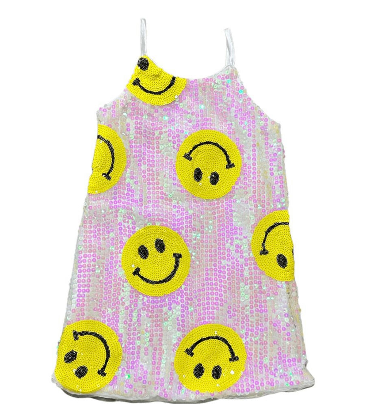 sequin smiley face dress Rainbow Emoji Sequin Dress