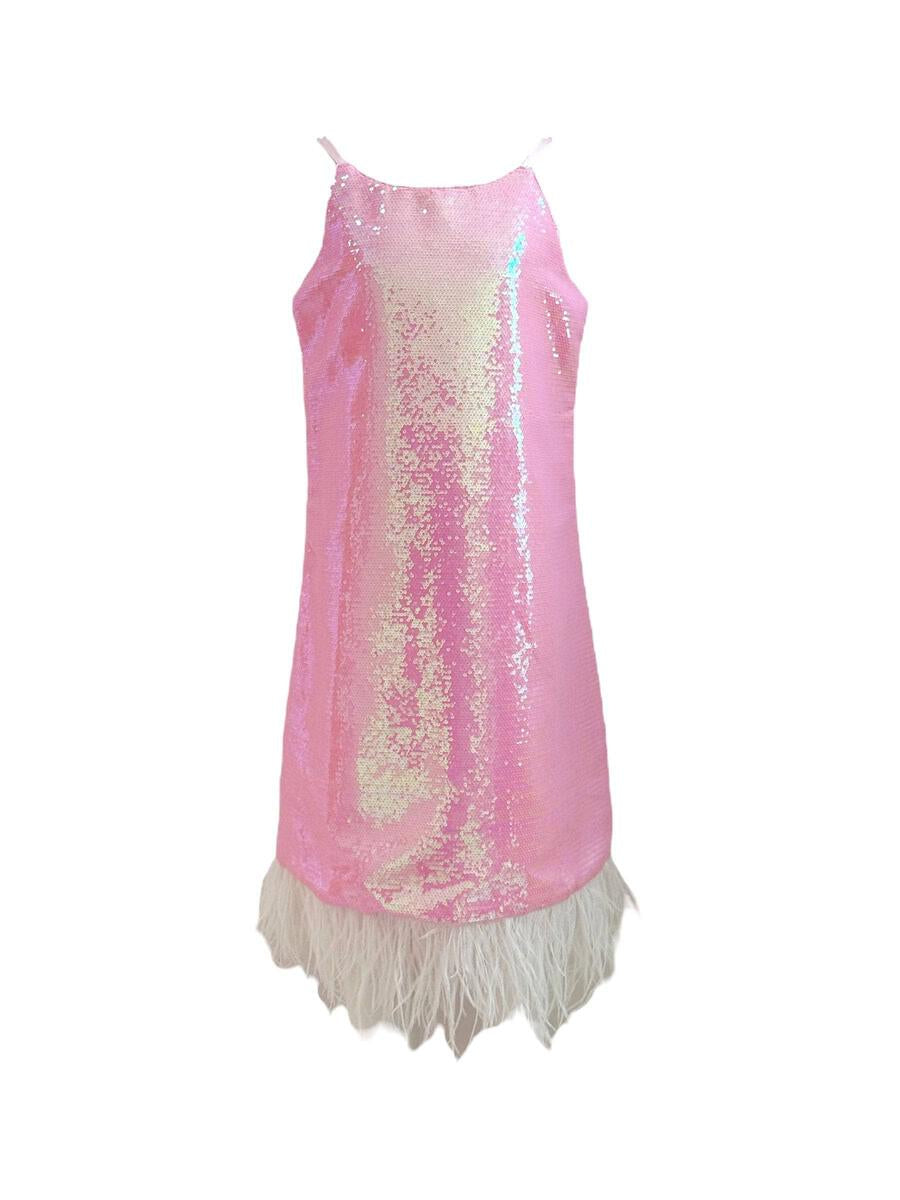 Pink sequin feather dress