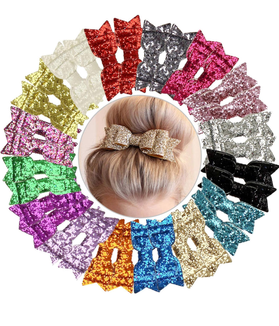 Glitter hair bow clips