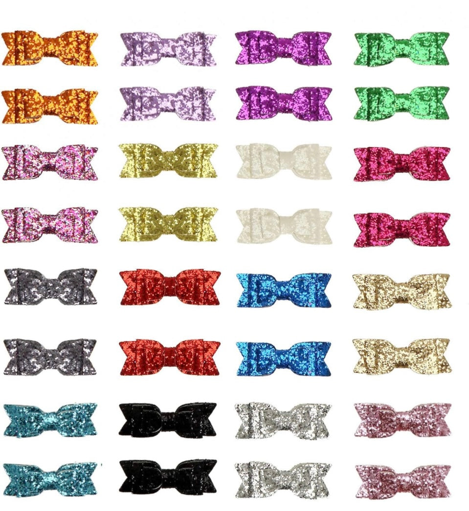 Glitter hair bow clips