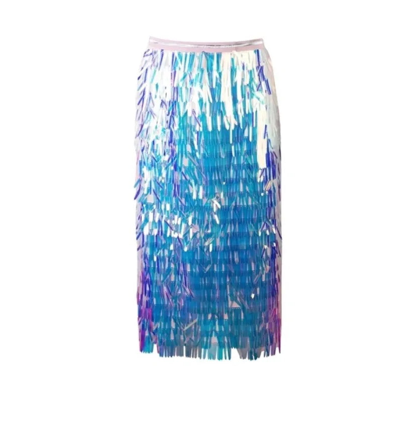 Fringe pencil skirt